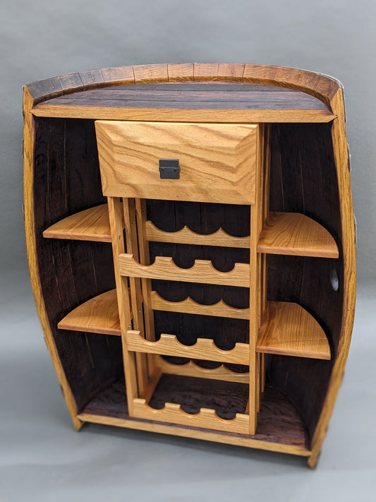 Oak Barrel Wine Cabinet